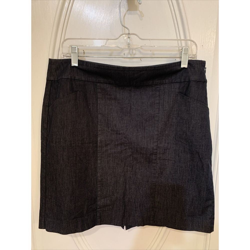 Ann Taylor Loft Pencil Skirt Women 14P Dark Blue Textured Professional Side Zip